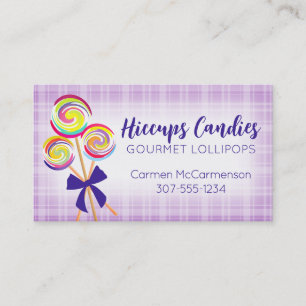 lollipops candy maker baking business card pink