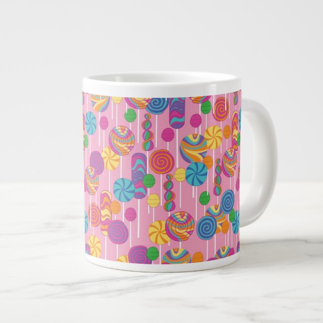 Lollipops Candy Pattern Large Coffee Mug (Front Right)