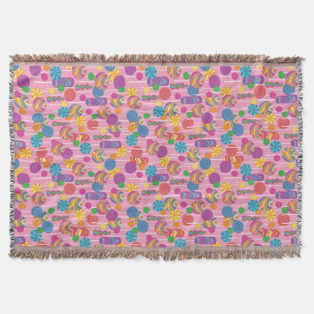 Lollipops Candy Pattern Throw Blanket (Front)