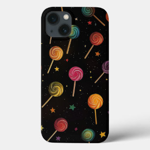 Lollipops in Space - Rainbow Stars Galaxy Black iPhone 13 Case