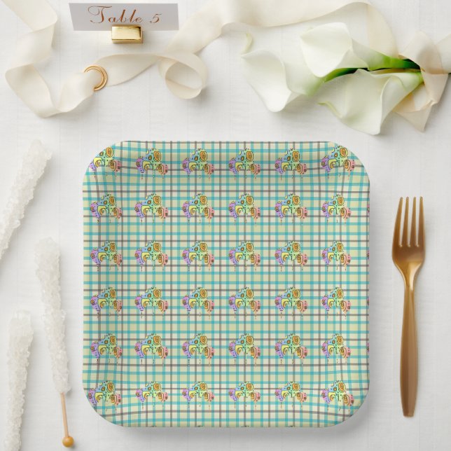 Lollipops  Plaid  Paper Plate (Wedding)
