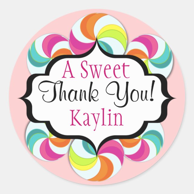 Lollipops Sweet Thank You Stickers (Front)