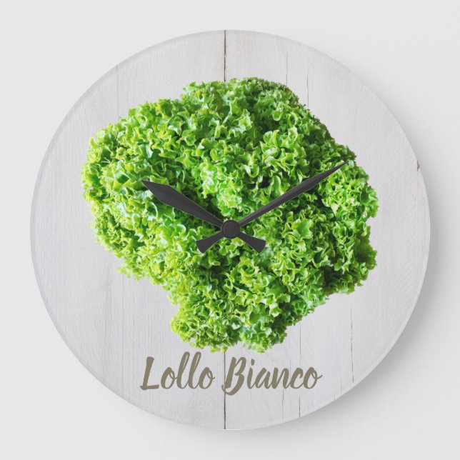 Lollo Bianco Salad lettuce leaves for Vegans Large Clock (Front)