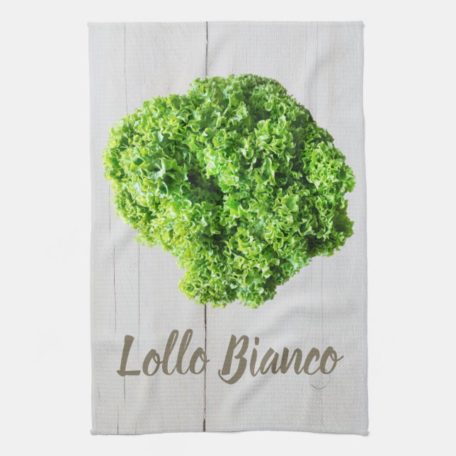 Lollo Bianco Salad lettuce leaves for Vegans Tea Towel (Vertical)