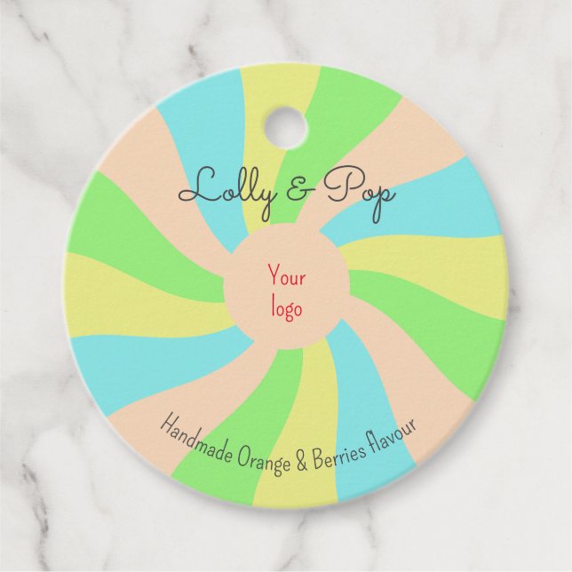 Lolly & Pop whimsical your logo business tag (Front)