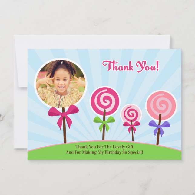 Lollypop Thank You Photo Card (Front)