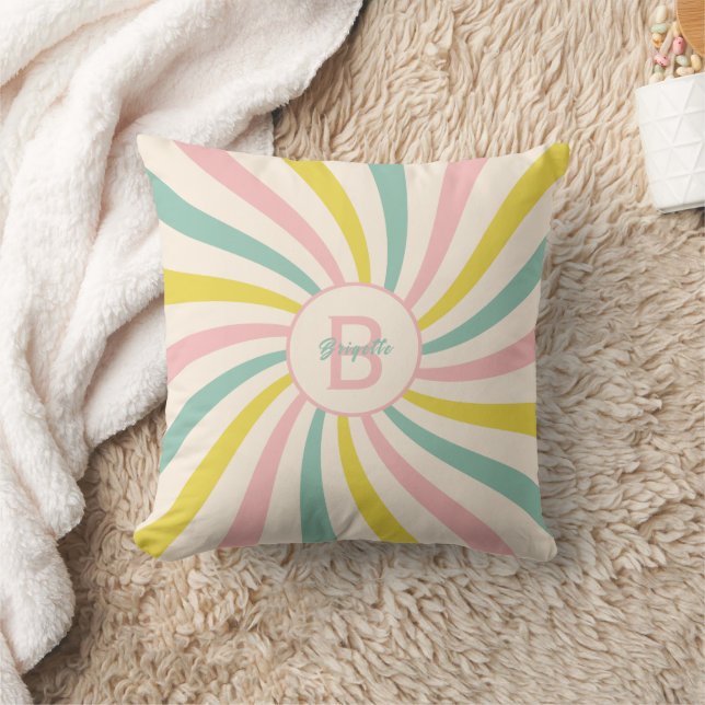 'Lollypop Vibes', retro monogram Cushion (Blanket)