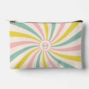 'Lollypop Vibes', retro pastel swirl  Printed Back Accessory Pouch
