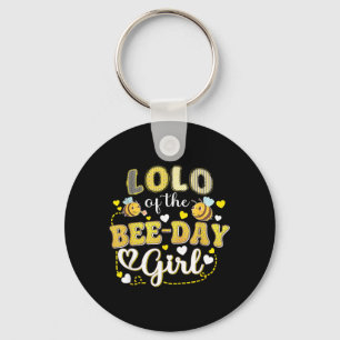 Lolo of The Bee-Day Girl Funny Bee Birthday Party Key Ring