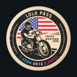 Lolo Pass Idaho Motorcycle Magnet<br><div class="desc">Lolo Pass done in a vintage,  distressed style emblem. It is a famous scenic drive found in Idaho and Montana.</div>