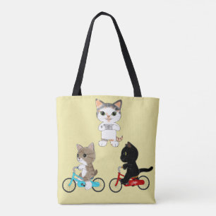 Lombard Street Cats with Three Bicycle Cats Tote Bag