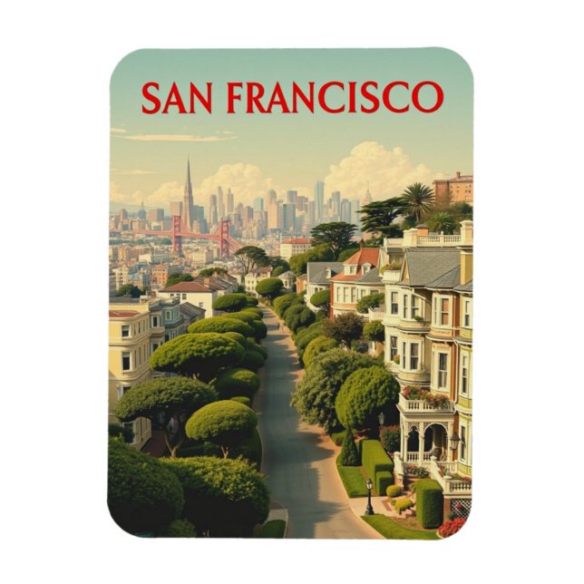 Lombard Street, San Francisco | Vintage Retro Magnet (Vertical)