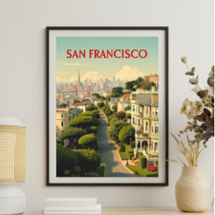 Lombard Street, San Francisco   Vintage Retro Poster