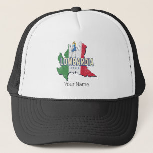 Lombardy Italy Retro Region Map Vintage Souvenir Trucker Hat