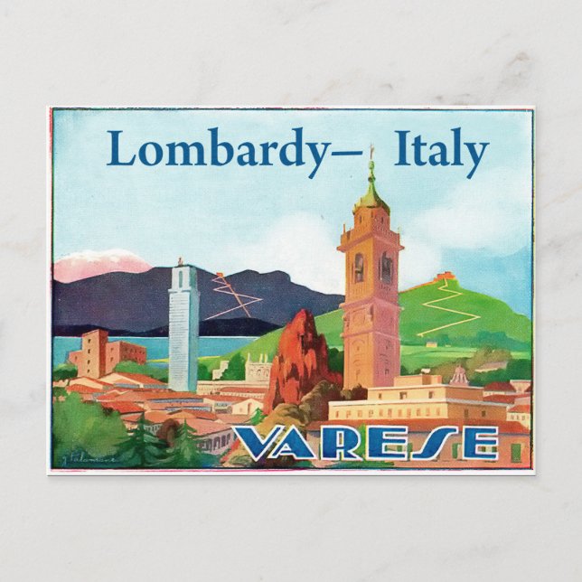 Lombardy, Italy, Varese, city view, mountains Postcard (Front)