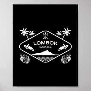 Lombok Indonesia Island Sea Turtle Palms Vacation  Poster