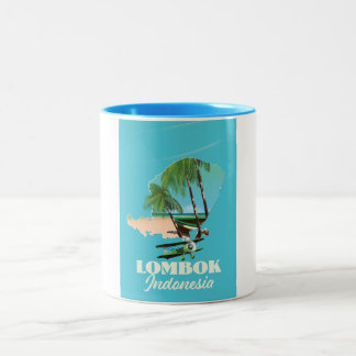Lombok Indonesia map Two-Tone Coffee Mug