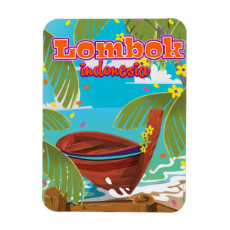 Lombok Island holiday travel poster. Magnet
