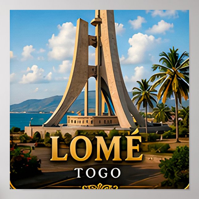 Lomé Atlantic Waterfront and Independence Monument Poster (Front)