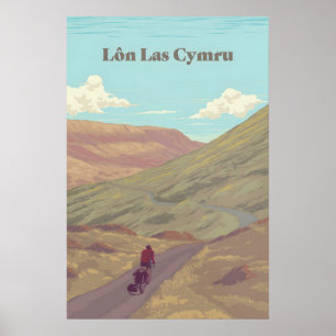 Lon Las Cymru Cycling Travel Poster