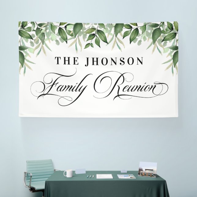 Lona Family Reunion greenery backdrop Banner (Tradeshow)