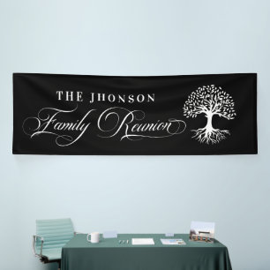 Lona Family Reunion tree backdrop black Banner