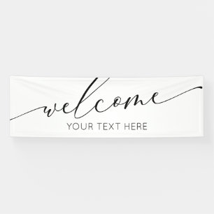 Lona WELCOME black and white Sign banner backdrop