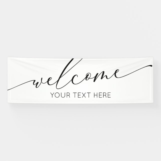 Lona WELCOME black and white Sign banner backdrop  (Horizontal)