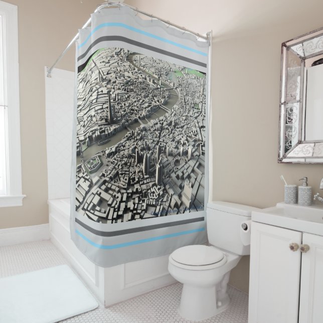 London 2015 City Map: Aerial View Shower Curtain (In Situ)