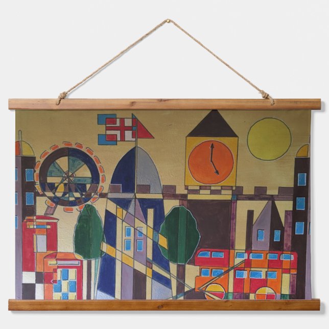 London Acrylic Cubism  Hanging Tapestry (Front)