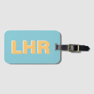London Airport Blue Shadow Modern Monogram Initial Luggage Tag