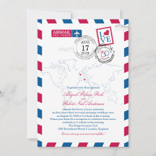 London and Italy Airmail Wedding Invitation