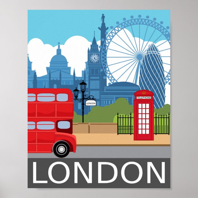 London art print retro travel railway poster (Front)