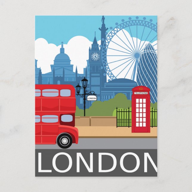 London art print retro travel railway poster postcard (Front)