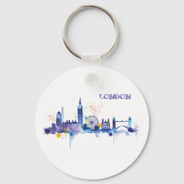 London Art Watercolor Painting Key Ring (Front)