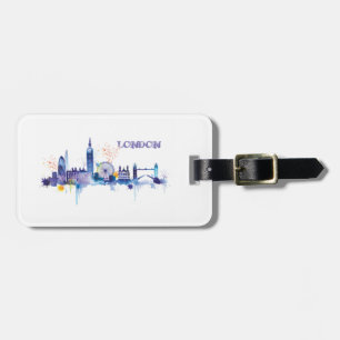 London Art Watercolor Painting Luggage Tag
