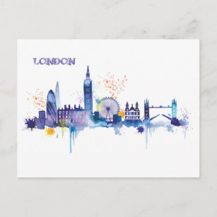 London Art Watercolor Painting Postcard