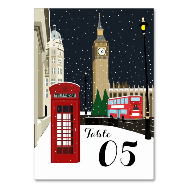 London At Christmas Christmas Number Table Number (Front)