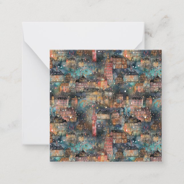 London at Christmas & New Year's in Watercolors Card (Front)