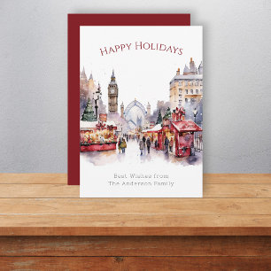 London at christmas watercolor  holiday card
