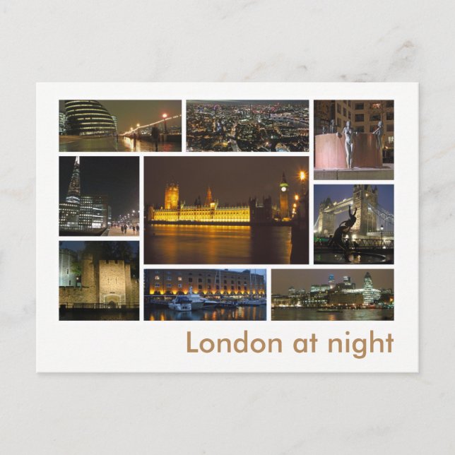 London at night multi-image postcard (Front)