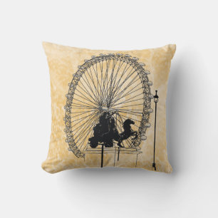 London Attraction Ink Sketch Neutral Abstract Cushion