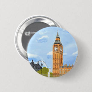 London Big Ben 6 Cm Round Badge