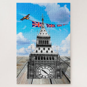 London, Big Ben & Airplane Union Jacks/Surreal Art Jigsaw Puzzle
