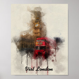 London big ben and red bus  poster