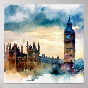 London-Big Ben-(B), Watercolor Poster