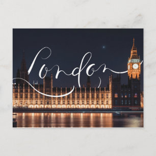 London / Big Ben Calligraphy Postcard