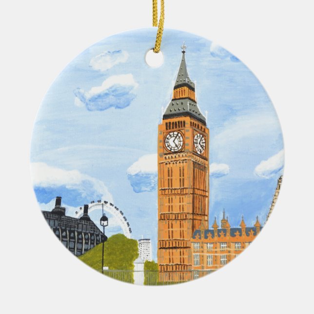 London Big Ben Ceramic Tree Decoration (Front)