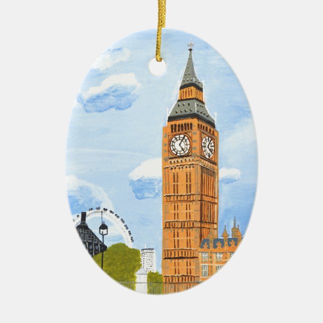 London Big Ben Ceramic Tree Decoration (Front)