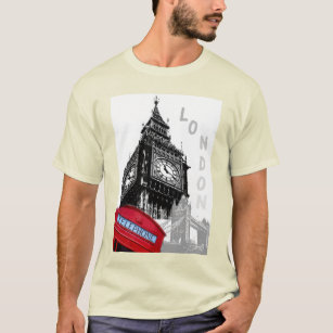London Big Ben Clock Tower Red Telephone Box Trend T-Shirt